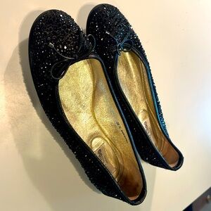 Jimmy Choo Ballet Flats. Black crystal embellishment. 39.5